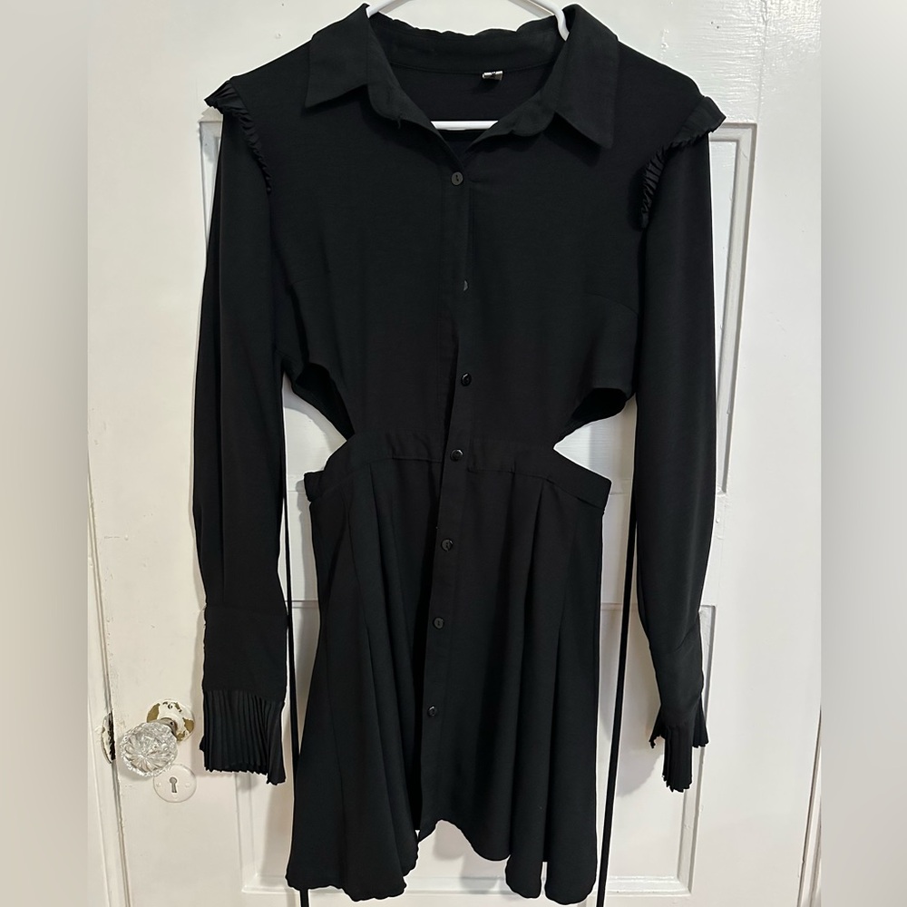 Black Cut Out Long Sleeve Cocktail Dress